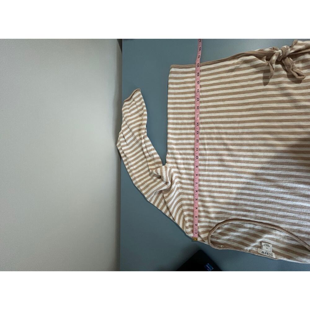 J. Crew tan white striped knit sweater womens XL round neck light weight - Picture 8 of 8